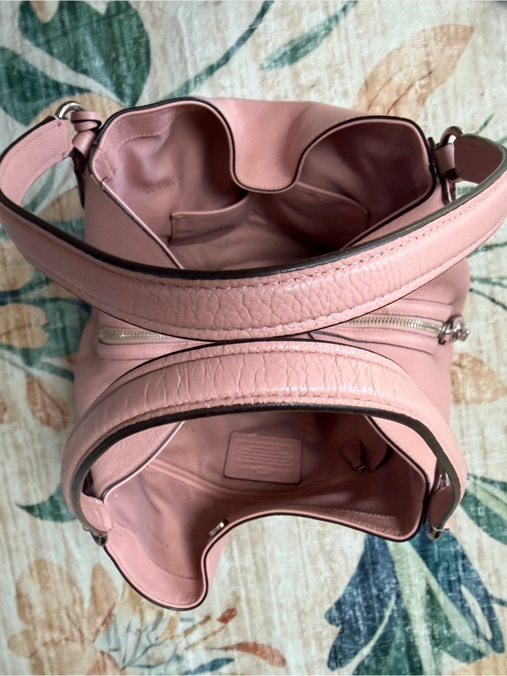 Coach Edie Pebbled Pink Leather Carryall Shoulder Hobo Purse Bag - Picture 16 of 16